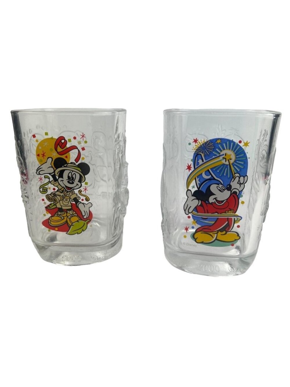 Vintage Disney World Mickey Mouse 2000 Millennium Glasses Set From McDonalds